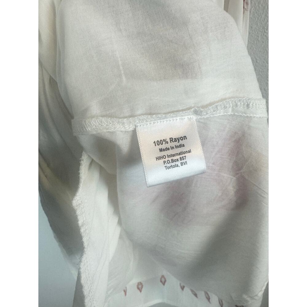 HiHo Alisha Embroidered Boho Dress White Rayon Peasant Large - Picture 7 of 8